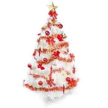 台灣製6尺(180cm)特級白色松針葉聖誕樹 (紅金色系配件)(不含燈)