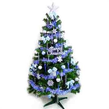 台灣製7呎/ 7尺(210cm)豪華版裝飾綠聖誕樹 (＋藍銀色系配件組)(不含燈)