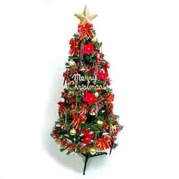 【摩達客】超級幸福10尺/10呎(300cm)一般型裝飾綠聖誕樹 (＋紅金色系配件組)(不含燈)