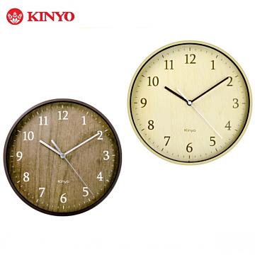 KINYO 北歐風格－9吋自然風木紋掛鐘 - 原木色