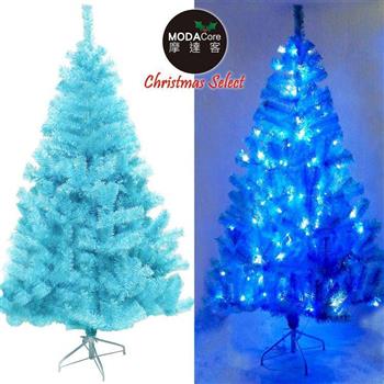 台灣製5呎/5尺（150cm）豪華版冰藍色聖誕樹（不含飾品）＋100燈LED燈藍白光2串（附IC控制