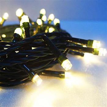 【摩達客】50燈LED燈串聖誕燈 （暖白光/綠線）（附控制器跳機）高亮度又省電