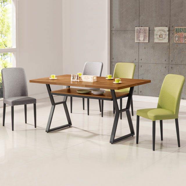 《YoStyle》愛德琳工業風4尺餐桌椅組（一桌四椅） - 二灰二綠椅