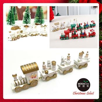 耶誕木質小火車（白色款）-聖誕禮物擺飾兒童玩具