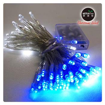 聖誕燈 LED燈串100燈電池燈 (藍白光/透明線） (高亮度又環保)