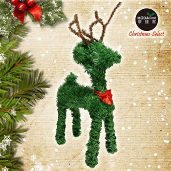 摩達客可愛綠色桌上型迷你10吋聖誕小鹿擺飾