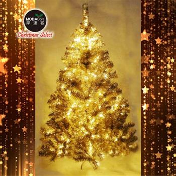 摩達客台製7尺210cm豪華版氣質霧金系聖誕樹不含飾品＋100燈LED燈暖白光2串附IC控制器