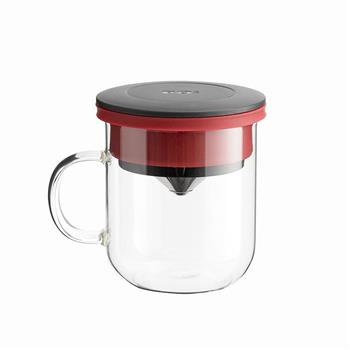 【PO:Selected】丹麥研磨過濾咖啡玻璃杯350ml 2.0 (黑+紅)