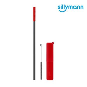【韓國sillymann】 100%鉑金矽膠攜帶型吸管套裝（紫紅色）－2組
