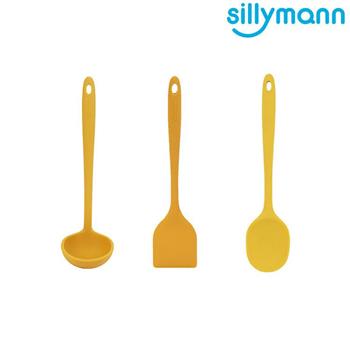 【韓國sillymann】 一體成型三件組（100%鉑金矽膠黃煎鏟＋黃拌炒勺＋黃湯勺）