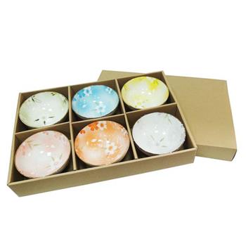 日式釉下彩碗－12cm－6入組－櫻花款