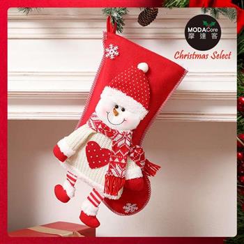 摩達客耶誕－超可愛紅心毛線雪人紅白聖誕襪