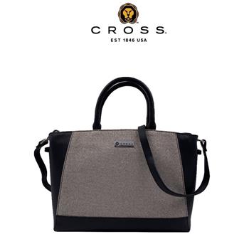 CROSS 限量1折 經典小牛皮帆布大手提包/肩背包 全新專櫃展示品(灰色)