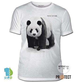 【摩達客】美國The Mountain保育系列 守護熊貓家園白色修身短袖T恤 柔軟舒適高級混紡