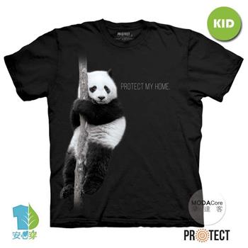 【摩達客】美國The Mountain保育系列熊貓的家 兒童黑色純棉短袖T恤