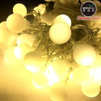 摩達客_浪漫療癒100燈LED小圓球珍珠燈串（暖白光透明線/USB接頭_贈豆腐頭插頭）聖誕燈（預購）