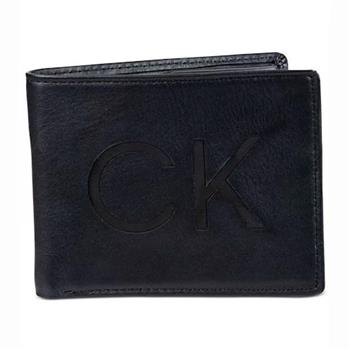 【CK】2021男經典CK大標誌黑色雙折皮夾