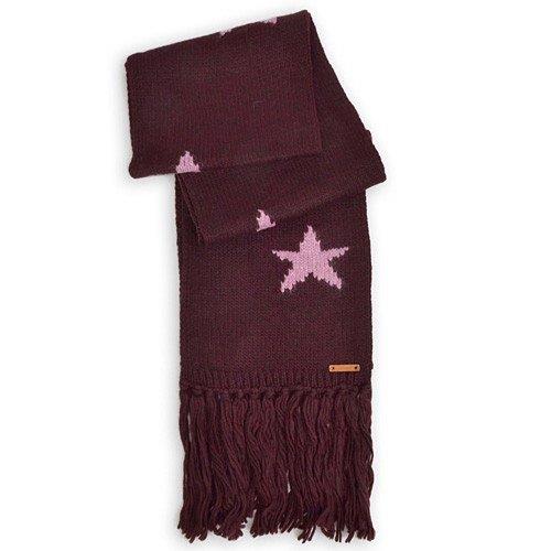 COACH 星星圖案羊毛針織流蘇圍巾－酒紅