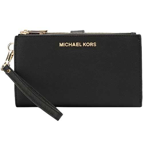 MICHAEL KORS 防刮皮革雙層手機長夾 黑