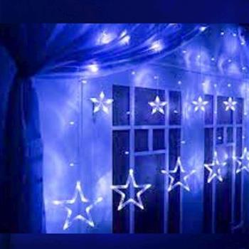 摩達客－LED燈造型滿天星星窗簾燈聖誕情境燈_藍白光透明線 | 附贈IC控制器_插電式