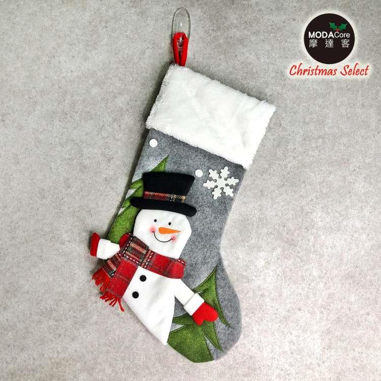 摩達客耶誕－質感圍巾雪人灰色聖誕襪