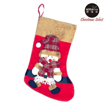 摩達客耶誕－棕毛雪人紅帽聖誕襪
