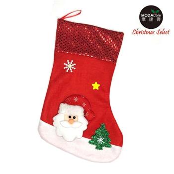 摩達客耶誕－紅亮片聖誕老公公聖誕襪