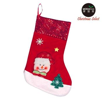摩達客耶誕－紅亮片雪人聖誕襪