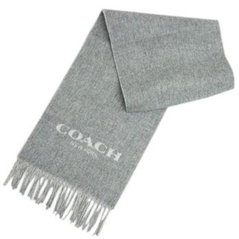 COACH 經典logo雙色流蘇圍巾－灰/淺灰