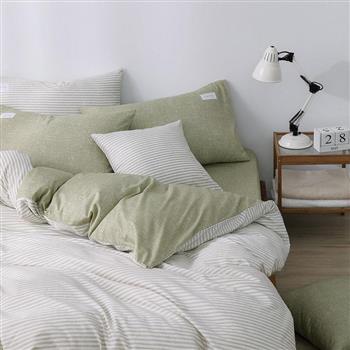 GOLDEN－TIME－恣意簡約200織紗精梳棉兩用被床包組（草綠－雙人）