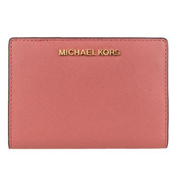 MICHAEL KORS 皮革卡片零錢包－乾燥玫瑰粉