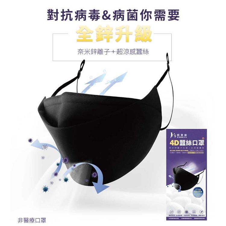 【K's 凱恩絲】KF94韓版4D立體透氣蠶絲口罩-成人專用款 2入組(鋅離子抗菌、抗病毒布料)