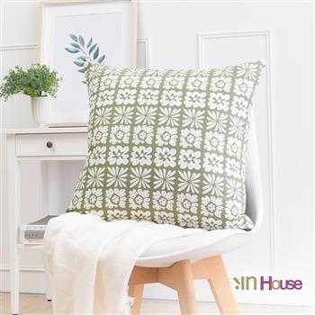 IN HOUSE－簡約系列抱枕－磚花序（綠－50x50cm）