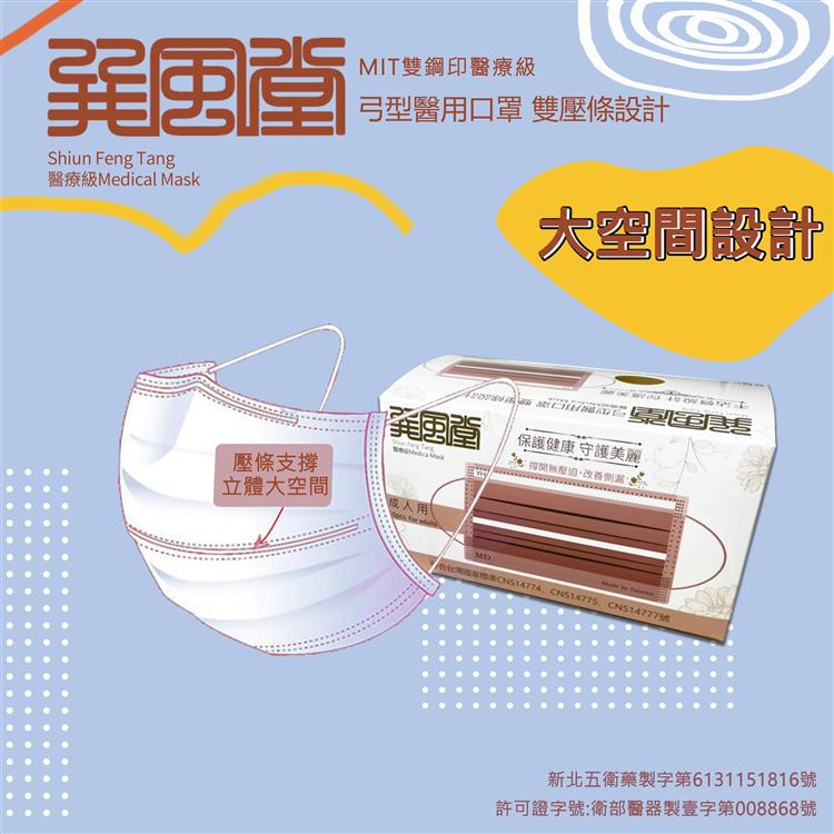 台灣製造 巽風堂－成人4D雙壓條醫用口罩 50入 正品24小時出貨 - 成人弓型天空藍