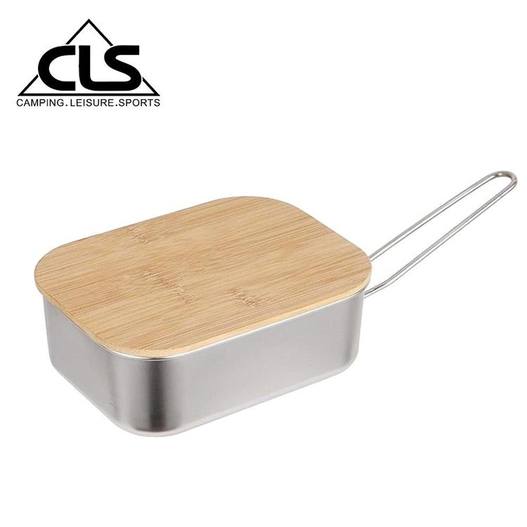 【韓國CLS】304不鏽鋼煮飯盒附收納袋/竹木蓋板/便當盒/煮飯鍋/野炊
