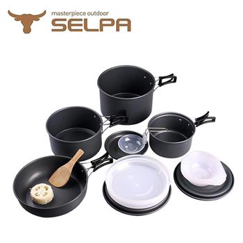 【韓國SELPA】戶外不沾鍋設計鋁合金鍋具家庭豪華組