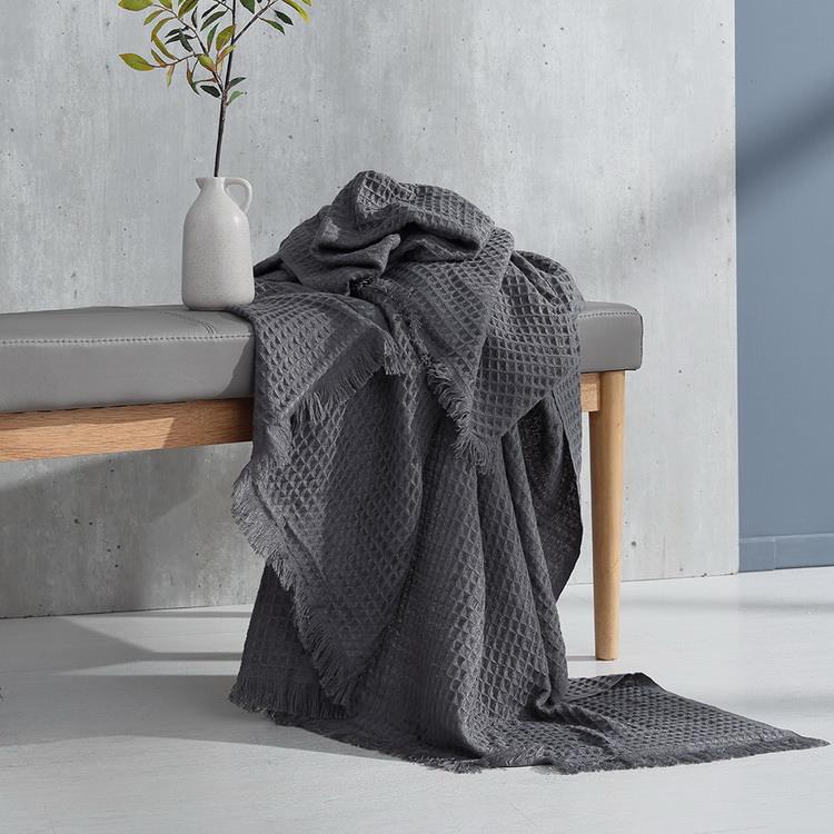 MONTAGUT－華夫格針織毯（150x180cm）/月光灰