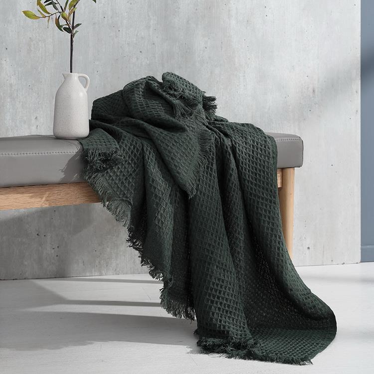 MONTAGUT－華夫格針織毯（150x180cm）/霧霾綠