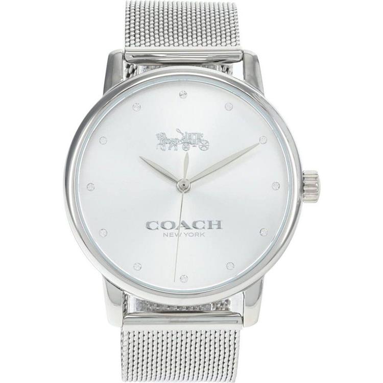 COACH 時尚米蘭式腕錶－銀色