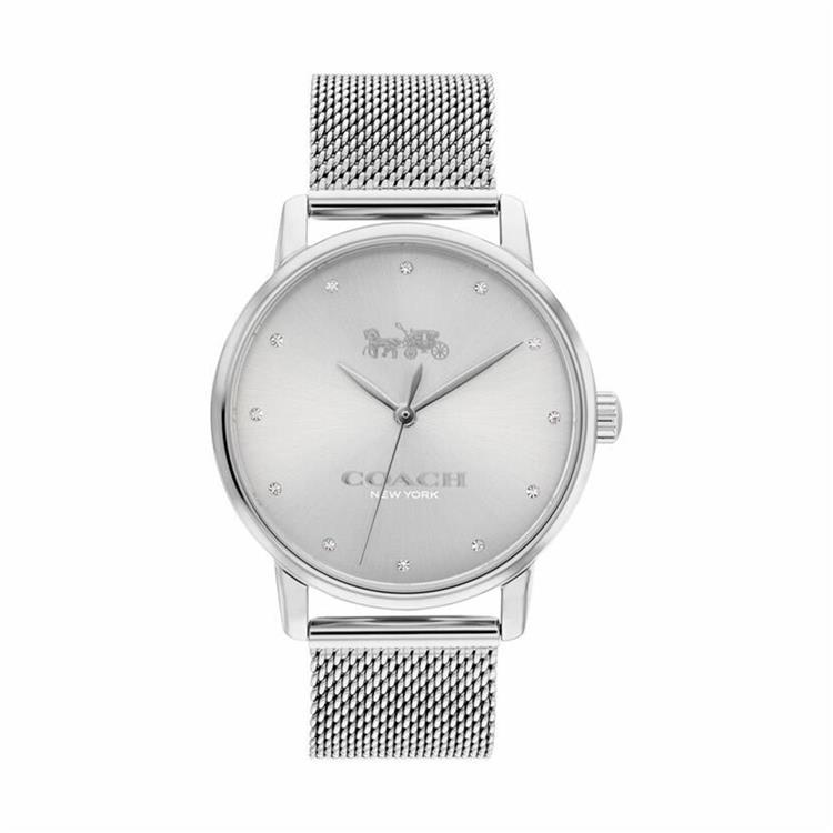 COACH 時尚米蘭水鑽腕錶－銀色