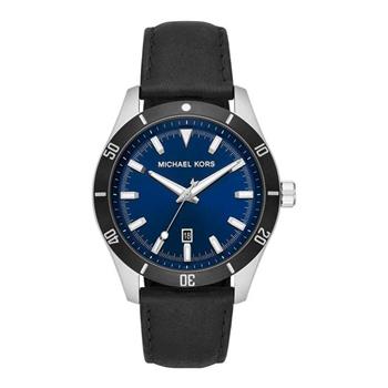 MICHAEL KORS 真皮錶帶腕錶－藍黑