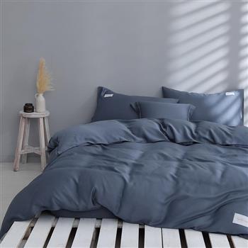 GOLDEN－TIME－霧霾藍－300織紗100%純淨天絲薄被套床包組（雙人）