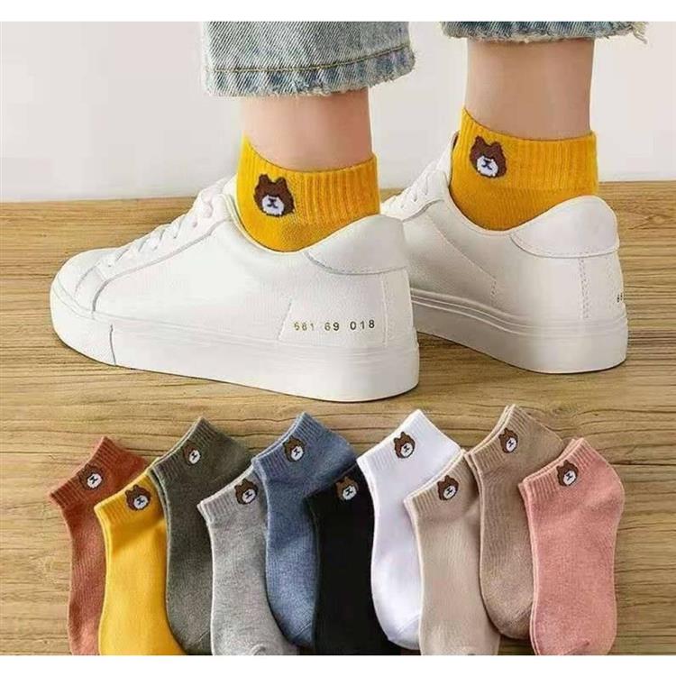 （成人女款） 小熊襪組－日系短襪船型襪（10雙裝）