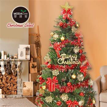 摩達客耶誕－5尺/5呎（150cm）特仕幸福型裝飾綠色聖誕樹 （綺紅金雪系配件）含全套飾品不含燈/本島免運費