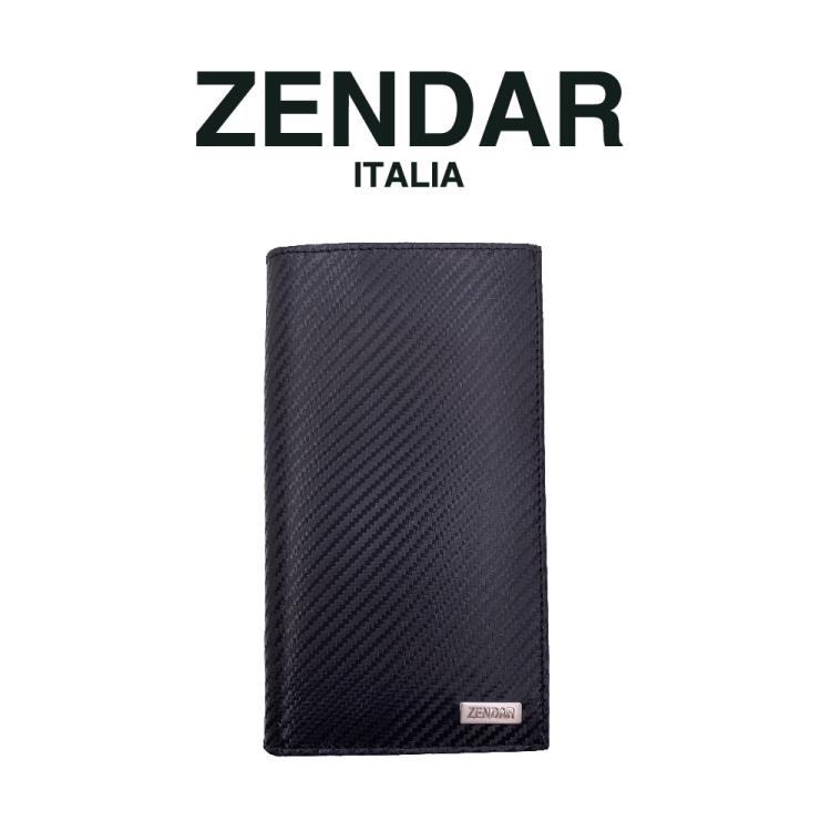 【ZENDAR】義大利精品 頂級NAPPA小牛皮碳纖維紋16卡長夾 朱利安系列