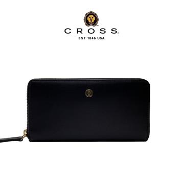 CROSS 限量1折 頂級小牛皮拉鍊長夾-維納斯系列 全新專櫃展示品(黑色 附原廠送禮提袋)