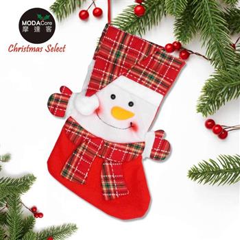 摩達客耶誕－蘇格蘭反摺聖誕帽造型聖誕襪－雪人款