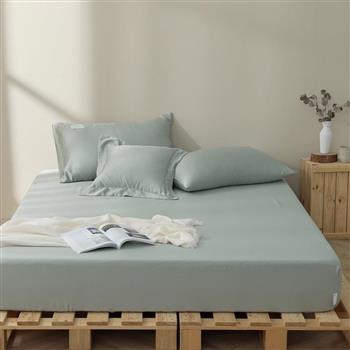 GOLDEN－TIME－抹香綠－300織紗100%純淨天絲三件式枕套床包組（雙人）