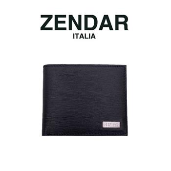 【ZENDAR】限量2折 頂級NAPPA小牛皮防刮極光紋8卡皮夾 安東尼奧系列 全新專櫃展示品（黑色 贈送禮提袋）