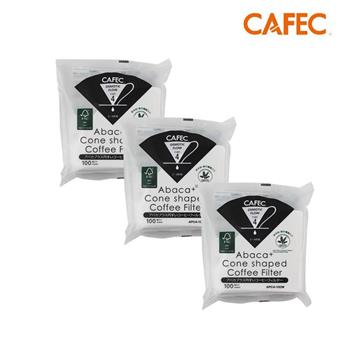 【CAFEC】三洋日本製ABACA＋ 麻纖維Plus白色錐形咖啡濾紙（2－4人份） 100張 APC4－100W－3入組